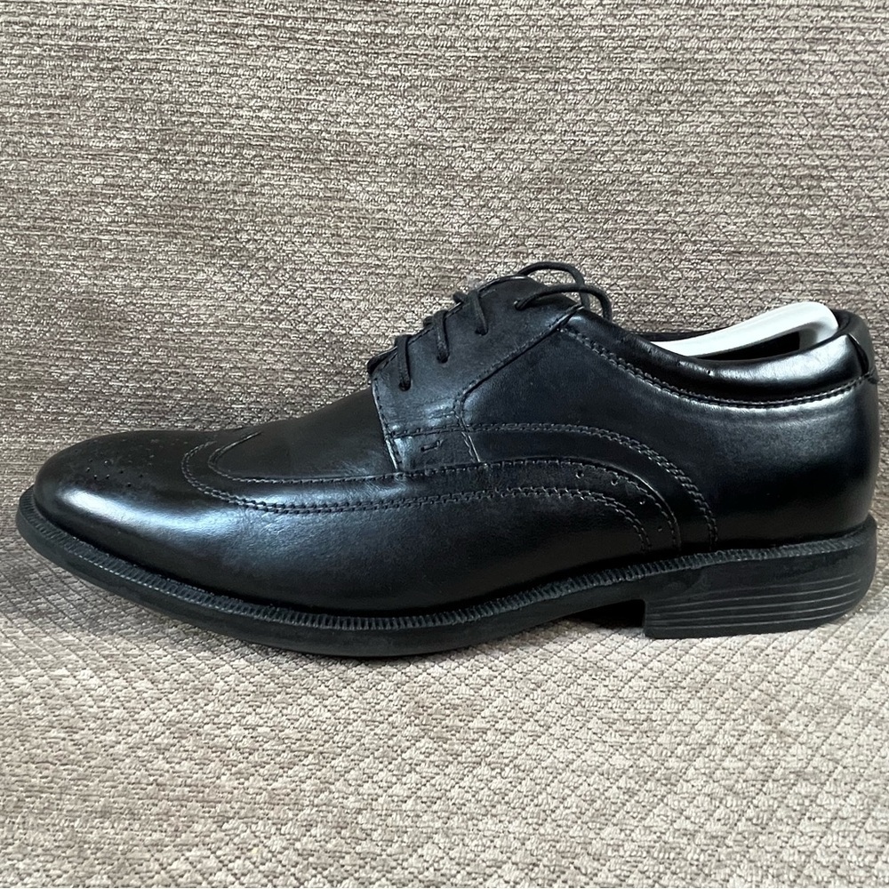 NUNN BUSH Men’s Black Wingtip Lace Up Leather Dress Shoes sz 9.5M LIKE NEW - Picture 10 of 16